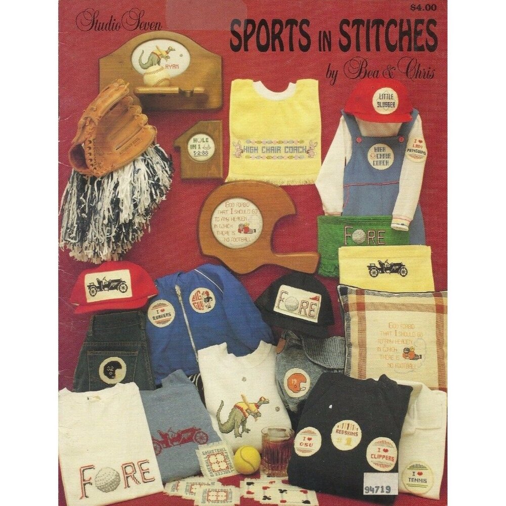 Sports in Stitches Vintage Cross Stitch Pattern 1988